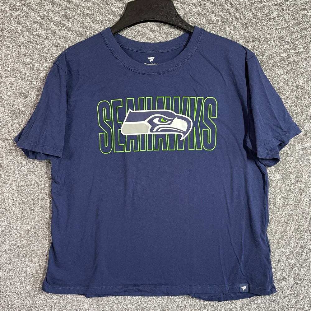 Fanatics Seattle Seahawks T-Shirt Womens Large NFL Navy Blue Graphic